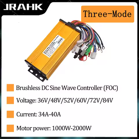 JRAHK 1000W 2000W BLDCD Electric Bicycle Sine Wave Controller FOC 36V 48V 52V 60V 72V Electric Scoot