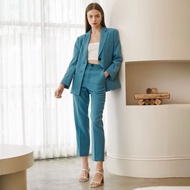 PIMNATTA Chloe Pants Blue กางเกงทรงกระบอก สีฟ้า ใส่ทำงาน ใส่ไปเที่ยว แพทเทิร์นสวย Complete Look