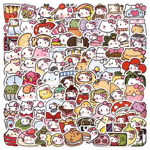 High-quality appearance level food Hello Kitty stickers waterproof DIY phone case decorative sticker