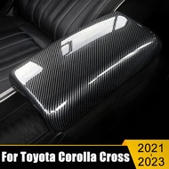 For Toyota Corolla Cross XG10 2021 2022 2023 Hybrid ABS Carbon Car Central Armrest Box Cover Case Sticker Decoration Acc