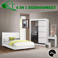 Bedroom Set Sliding Door Wardrobe Queen Bedframe Bedside Table Dressing Table Set Bilik Tidur