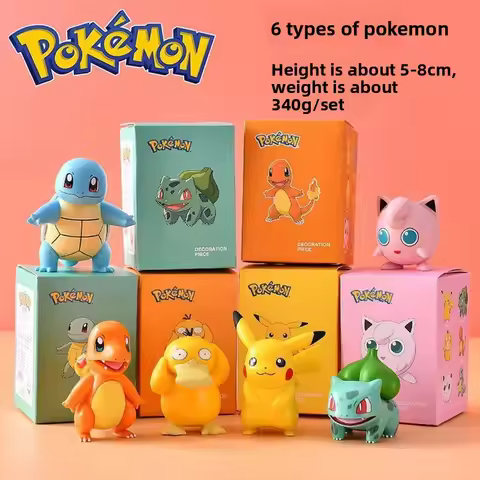 Mystery box toys, 6 pet elves, Pikachu Squirtle, Frog Flower, Kota Duck, Charmander Jigglypuff, Poke