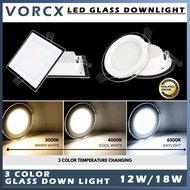 LH C6 Led  3 Color Glass Downlight 12/18w RD/SQ