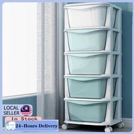 5-Drawer Storage Cart Plastic Drawer Storage Organizer Rolling Cart with Wheels