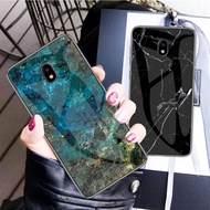 laday love For Samsung Galaxy J3 J5 J7 Pro Case Marble Grain Hard Tempered Glass Protective Back Cov