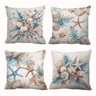 4pcs Pillow Covers, Ocean Elements White Background Pattern