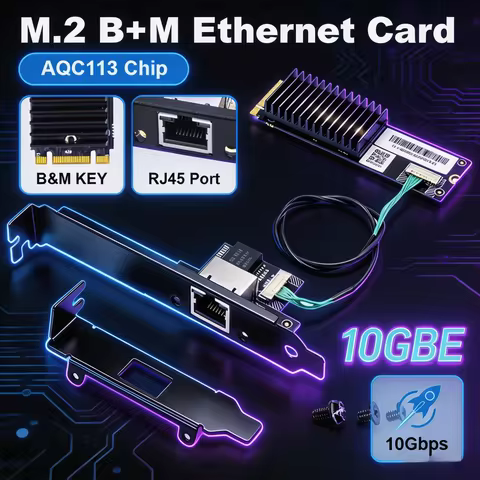 10Gbps M.2 B+M AQC113 RJ45 Ethernet Network Adapter For Desktop PC Windows 10 11 Server NAS Gaming L