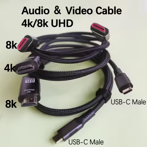 8K UHD USB-C to HDMI-Compatible Cable 8K60Hz Type-C Video Cord Compatible with Thunderbolt 3 MacBook