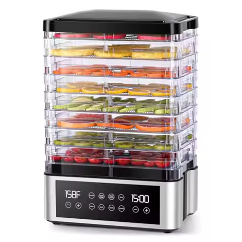 8 Stainless Steel Trays Food Dehydrator Machine with 48H Digital Adjustable Timer and Temperature Co