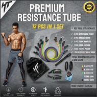 Resistance Band Set Bands Tube Tubes Alat Fitness Portable Workout Gym - Foam Handle Set