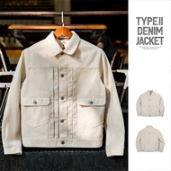 Marden Workwear Second Generation Denim Coat White For Men Denim Cow Slim Top Amekaji Casual Jacket