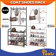 Mytools Multifunctional Coat Rack Clothes Hanger Bag Hanger 4/5 Layer Shoe Rack Shelf / Rak Pakaian Rak Kasut Rak Beg