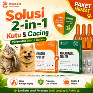 Hugopet Flea Treatment Package for Cats and Dogs Fipronil Spot On + Albendazole Worm Medicine 200mg 