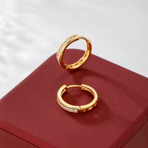 Luxury 24K 9999 Pure Gold real gold Women's Diamond Earrings Earrings