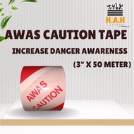 3" X 50 METER AWAS CAUTION TAPE WARNING TAPE AWAS HAZARD TAPE ZEBRA TAPE