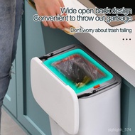 7 9L Hanging Trash Can With Removable Liner Wall Mount Waste Basket Home Household Kitchen Food Wast