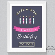 Frame Happy Birthday Make A Wish/