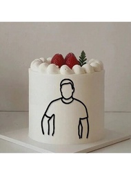 1入組男性父親節生日蛋糕插旗，亞克力爸爸臉蛋糕插頂，適用於生日派對蛋糕裝飾