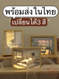พร้อมส่ง ตกแต่งบ้าน, ตกแต่งผนัง, ภาพวาดตกแต่ง, ฉายภาพ 3 มิติพร้อมไฟ LED, ไฟ LED กรอบรูปโรแมนติก, ภาพ