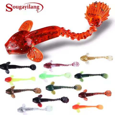 Sougayilang 12Pcs Soft Fishing Lure 9cm Artificial Soft Bait with Life-like Swimming Actions for Sea