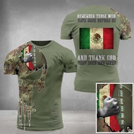 Thời trang mùa hè Mexico Quân đội áo phông cựu chiến binh biểu tượng in oversized O-neck nam tay ngắ