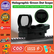 Bisa COD Teropong holographic / Dongzhur Kekeran Teropong Senapan Holographic Green Dot Scope 20mm -