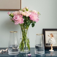 🚓Creative StraightTType Gold-Painted Glass Vase Living Room Bedroom Decoration Vase Decoration Hydroponic Vase Vase