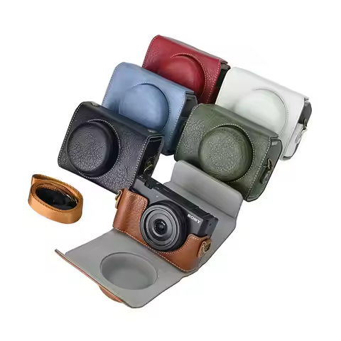 ZV1F PU Leather Camera Case For Sony ZV1F ZV-1F Full Body Bag Cover With Strap