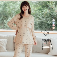Mamamia Maternity Clothes Bear Graffiti Nursing Pajamas Suit Long-Sleeved Confinement Home M~XL [A12