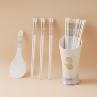 Unpainted ceramic chopstick set, high temperature resistant and easy to clean, chopstick holder, ric