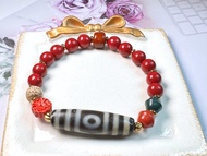 Tibetan Dzi Beads Three Eye Dzi Beads 藏传老矿钙化三眼天珠 37.8x10.8mm