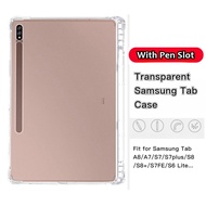 Transparent Samsung Tab A8 Case with Pencil Slot Galaxy Tab S7+ T970 T975 S6 Lite P610 Tab A 8.0 T29