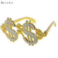Devoko Glitter US Dollar Costume Glasses Eyewear Money Party Favors Photobooth Prop