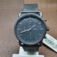 [Original] Fossil FS5504 The Commuter Chronograph Black Leather Analog Men&amp;#39;s Watch