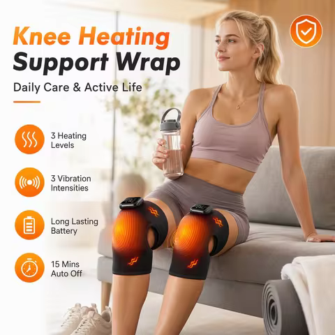 Longer Knee Massager Large area heating Electric Heated Knee Brace 3 Heating Levels Rechargeable Mas