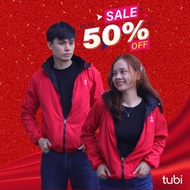 (Sunscreen, 5 Bags) Red Double-SidedJacket Removable Hat