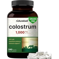 NatureBell Bovine Colostrum Supplement 1,000mg Per Serving, 240 Capsules | 40% IgG Colostrum Powder 