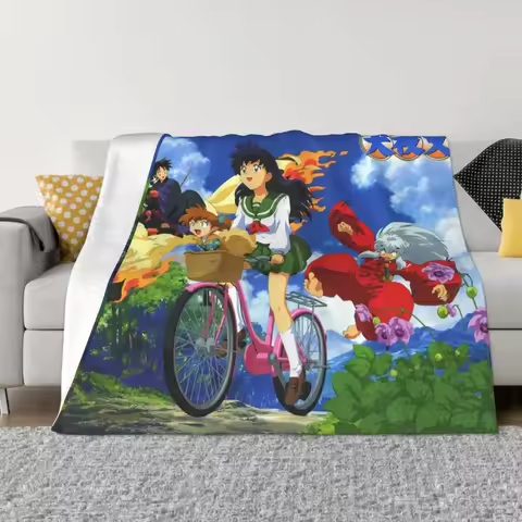 Anime Kagome Shippou Blanket Coral Fleece Plush Summer Air Conditioning Japanese Inuyasha Throw Blan
