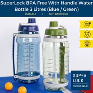 SuperLock BPA Free Water Bottle - Blue/Green (3L)