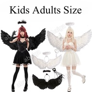Angel Wings Costume for Kids Adults White Wings Halo Headband Magic Wand Set Halloween Costume Kids 