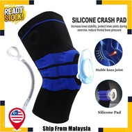 Knee Guard Brace Compression Sleeve Elastic Wraps Silicone Gel Spring Support Sports Pelindung Lutut Sukan 1 Piece