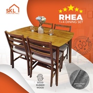 SKL Furniture_1+4 Full Solid Wood  Dining Table Set / Meja Makan