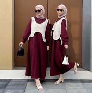 Kinanda Set Dress Baju Dress Wanita Terbaru 2024 Gamis Muslimah Model Rompi Outfit Kondangan Terbaru