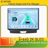 STAPON 13inch 6+64GB for ford everest ranger 2016 android15 2k 1920x1200p screen carplay android aut