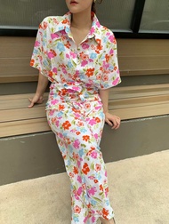 Maynita - Linen cotton shirt & wrap pants set