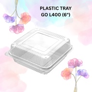 OPS-L400 GO-L400 6" (50Pcs) Square Cake Tray with Lock {50pcs} / Bakery Disposable Plastic / Clear F