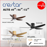 Crestar Ceiling Fan WIFI Smart Series Altis 40/46/52" 20W LED 3-Tone Light Dimmable Remote Control