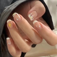 【24pcs Nails + Glue】24/Pcs DIY Fake Nails French Finger Nail Art False Nail