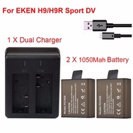 2pcs 1050Mah Action Camera Battery For EKEN H9 H9R H3 H3R H8 H8R H8 pro SJCAM SJ4000 SJ5000 Sport DV