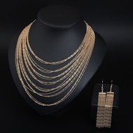 Fashion Exaggerated Crystal Gem Short Necklace Necklace and Earrings Suite Womens Dress Dinner Bride